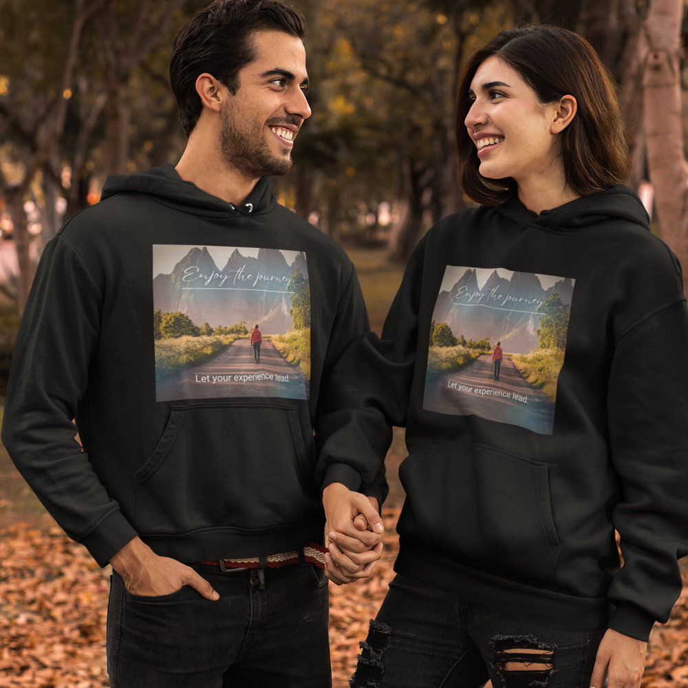 Unisex black hoodie featuring a motivational print. Perfect for any occasion, from workouts to casual outings. Crafted from premium fabric for comfort and durability. The uplifting design inspires positivity and determination. Stay cozy and motivated in style